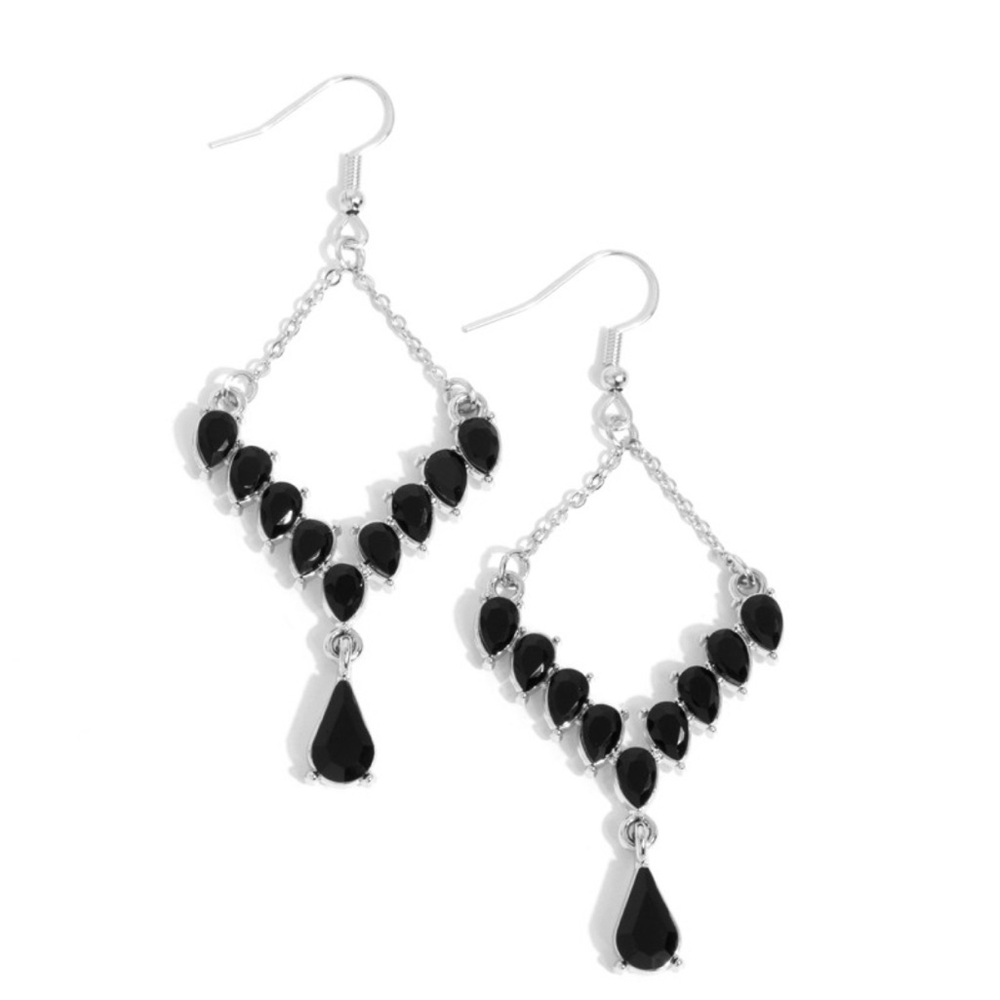 Elegant Black and Silver Dangle Earrings
